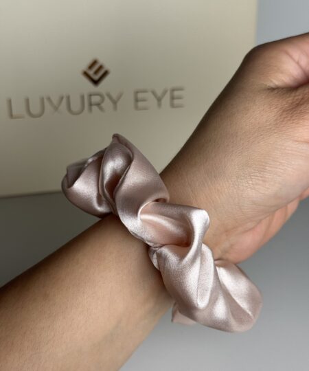 Silk Scrunchie / Hair Tie – Beige - Image 4
