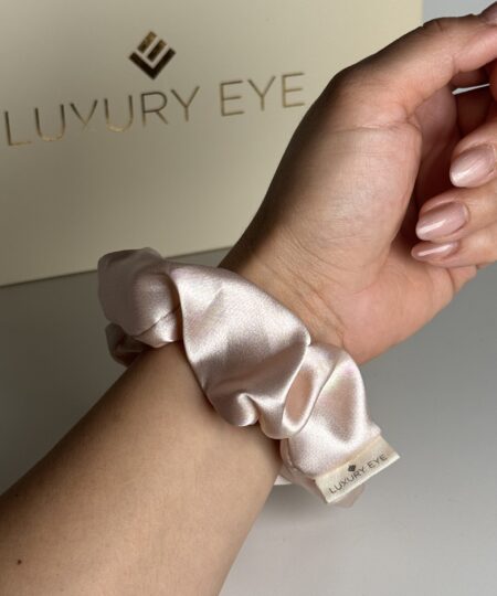 Silk Scrunchie / Hair Tie – Beige - Image 5
