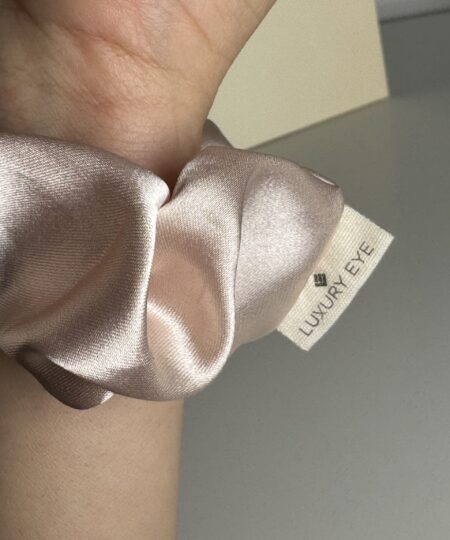 Silk Scrunchie / Hair Tie – Beige - Image 3